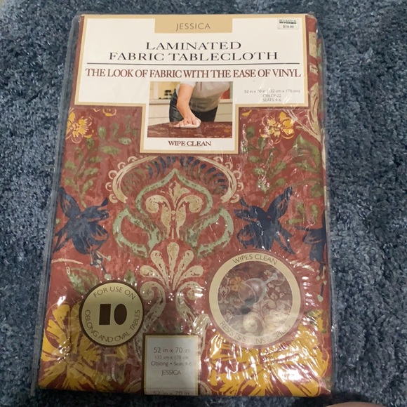 Laminated Fabric Tablecloth in package. - Picture 2 of 4